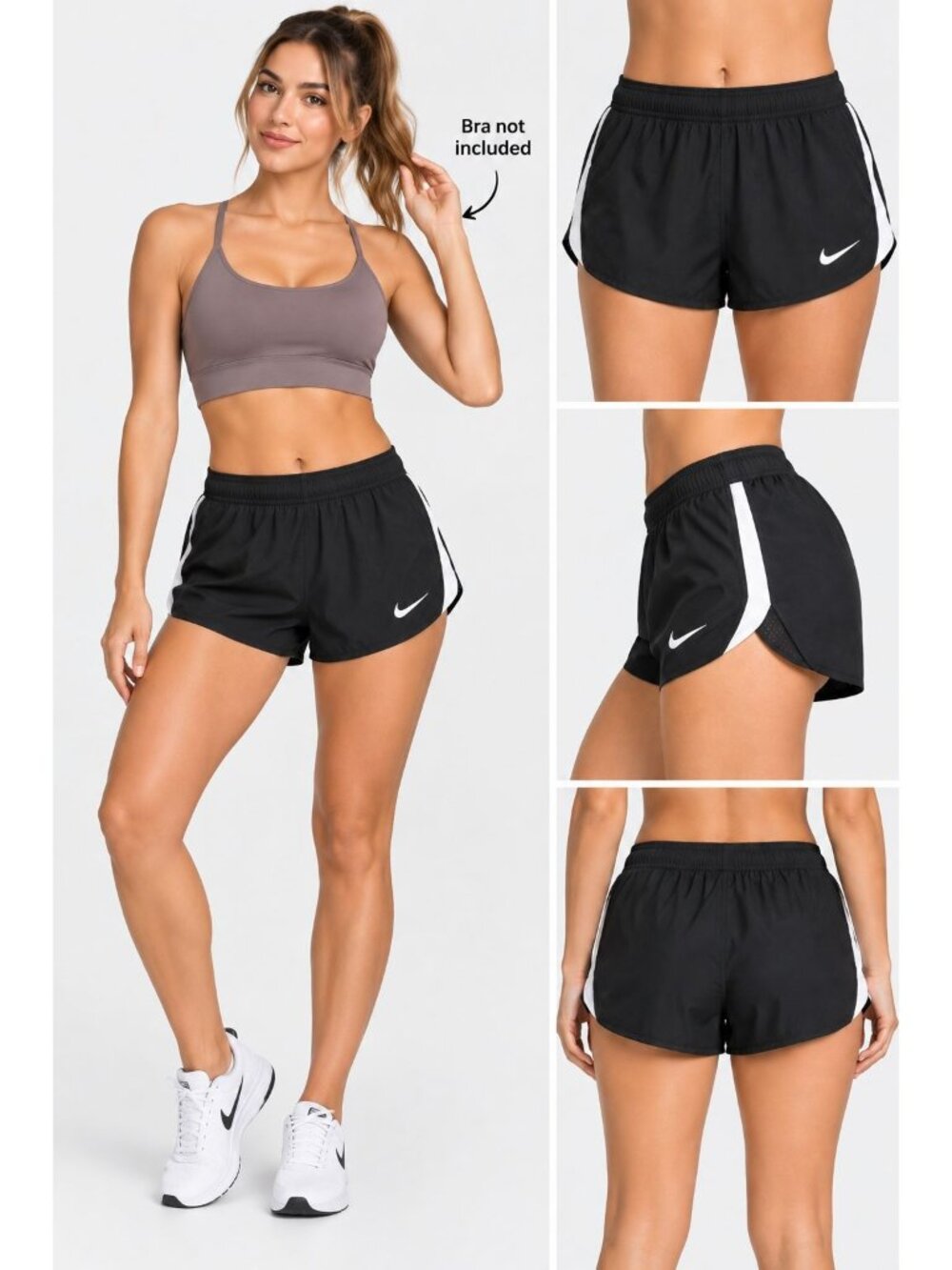 Nike Dri-Fit Women Black Running Shorts Size Medium With White Side Stripes